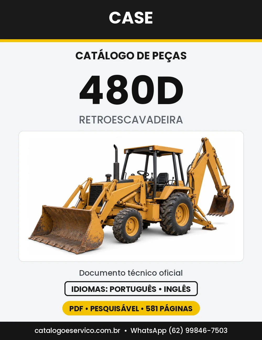 Catálogo de Peças Case 480D — capa do catálogo em PDF