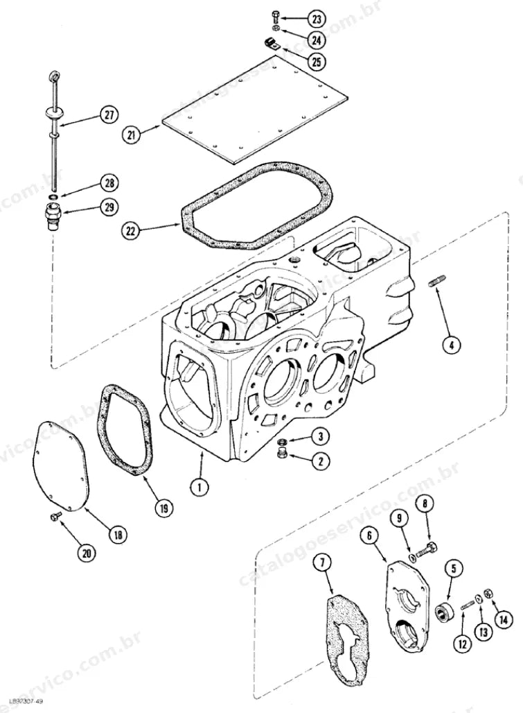 Catálogo de Peças Case 480F LL — vista explodida de peças, imagem 4