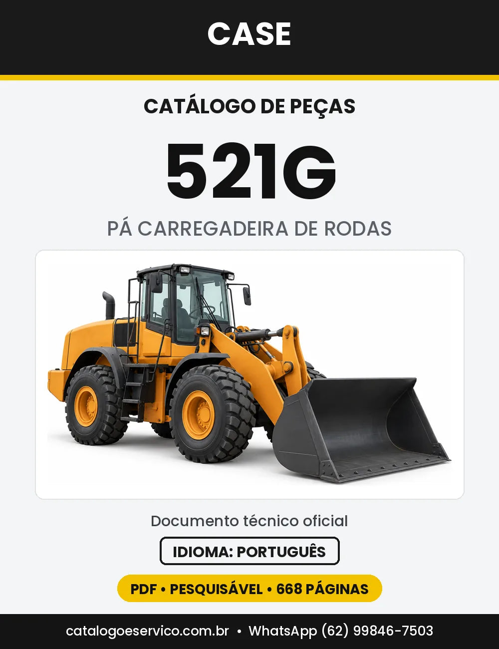 Catálogo de Peças Case 521G — capa do catálogo em PDF