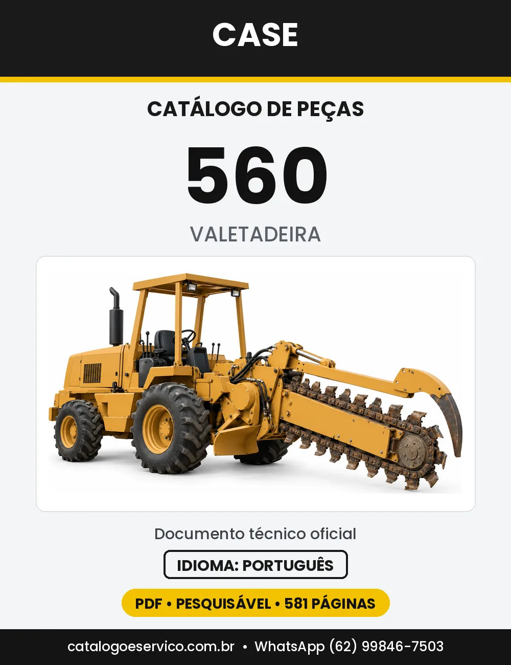 Catálogo de Peças Case 560 — capa do catálogo em PDF
