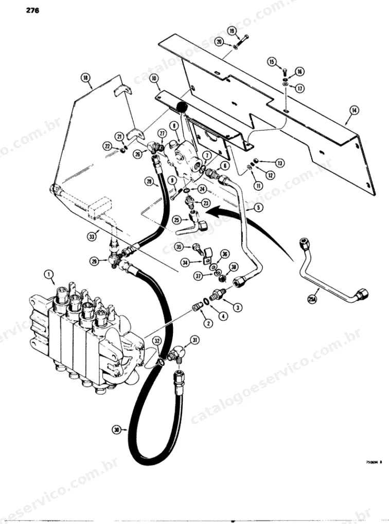 Catálogo de Peças Case 580C — vista explodida de peças, imagem 4