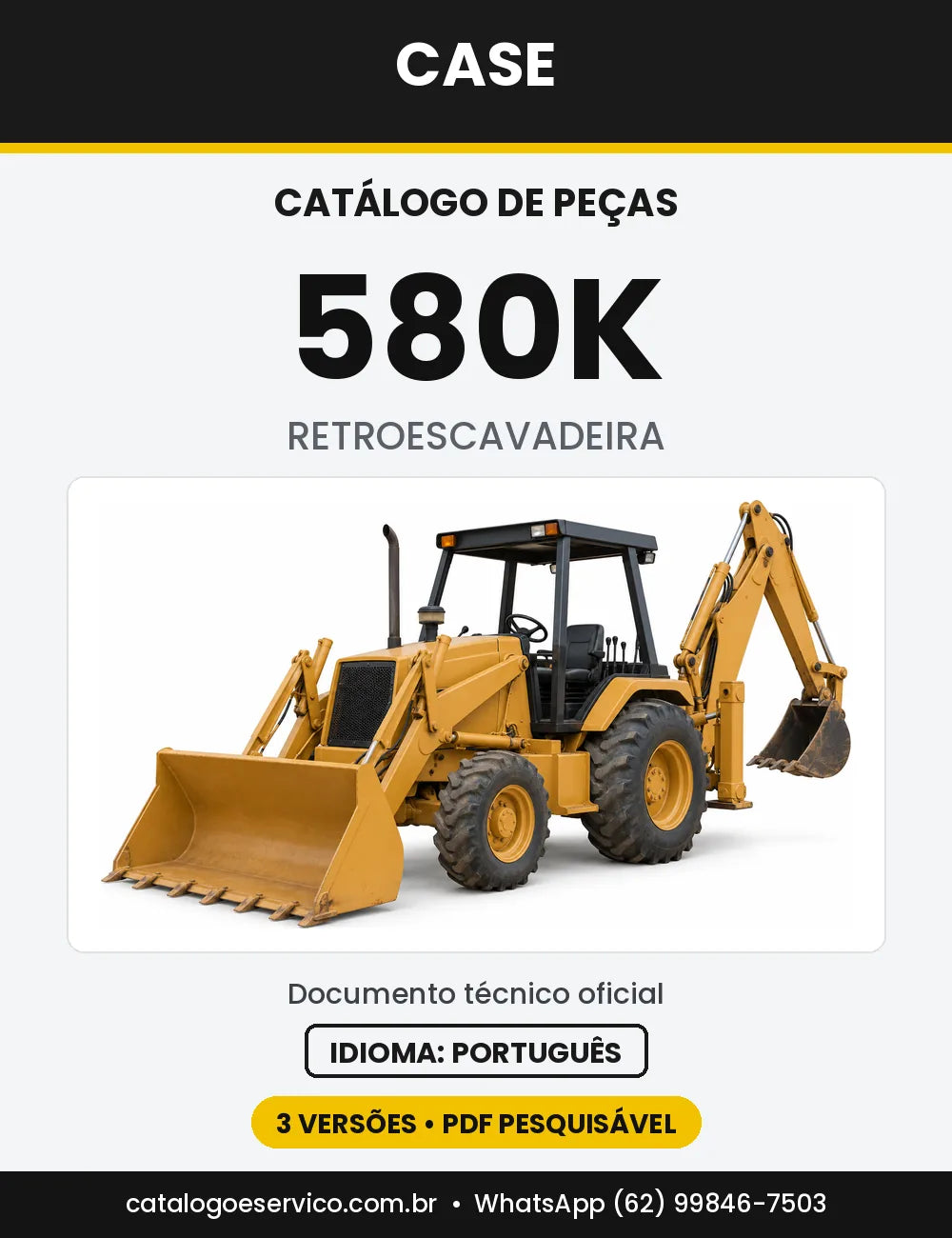 Catálogo de Peças Case 580K Construction King — capa do catálogo em PDF