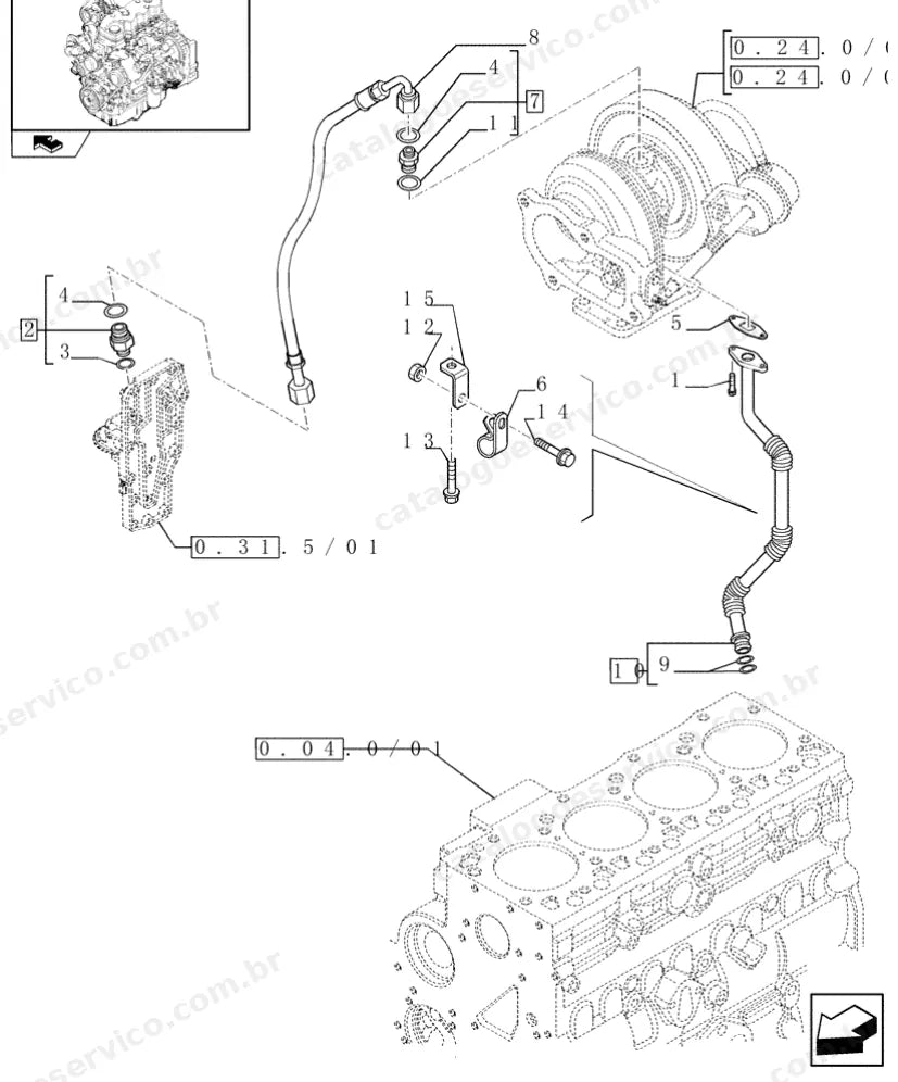 Catálogo de Peças Case 580SR PLUS — vista explodida de peças, imagem 1
