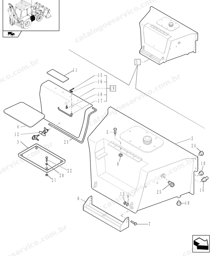 Catálogo de Peças Case 580ST — vista explodida de peças, imagem 2