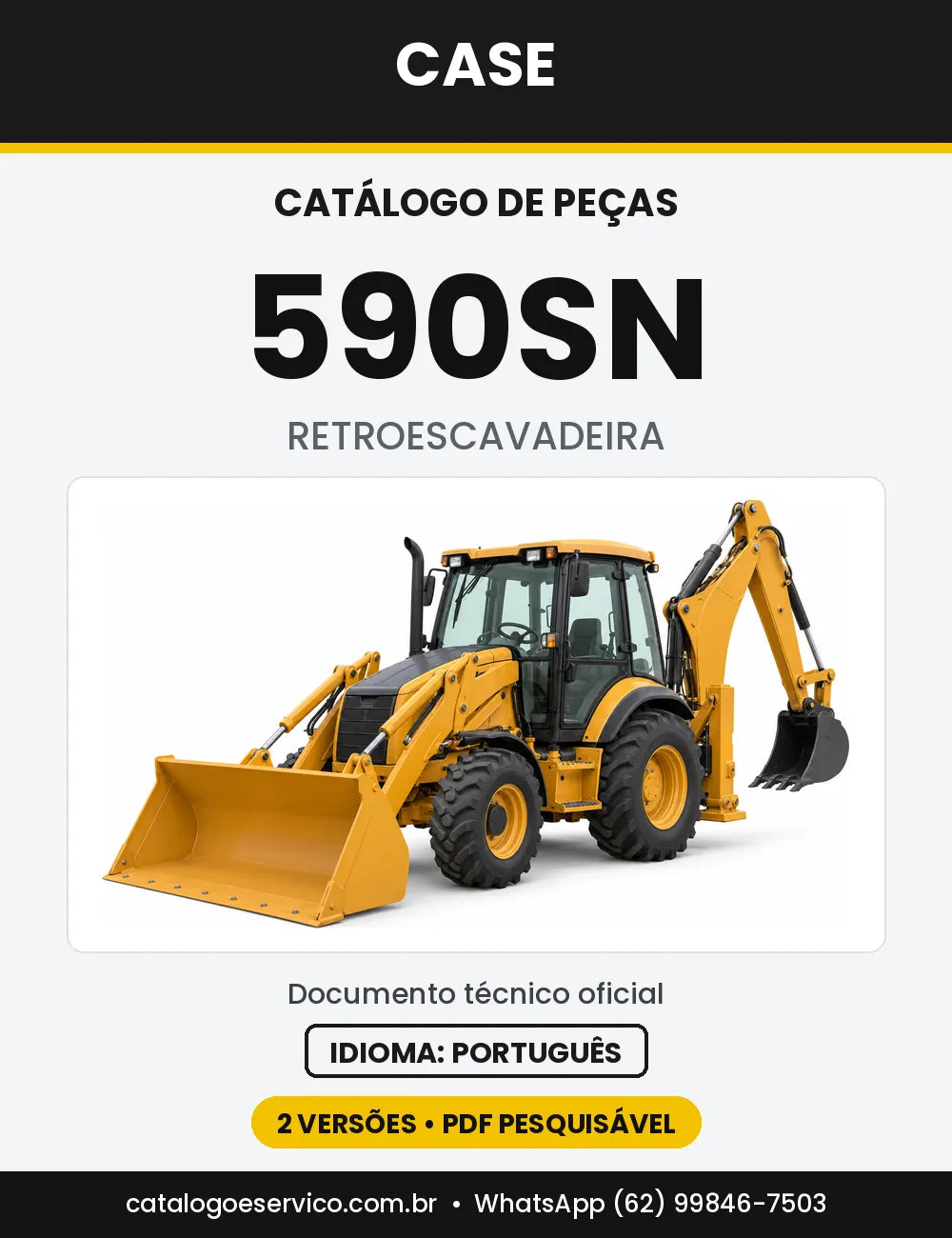 Catálogo de Peças Case 590SN Tier 3 (2 Versões) — capa do catálogo em PDF