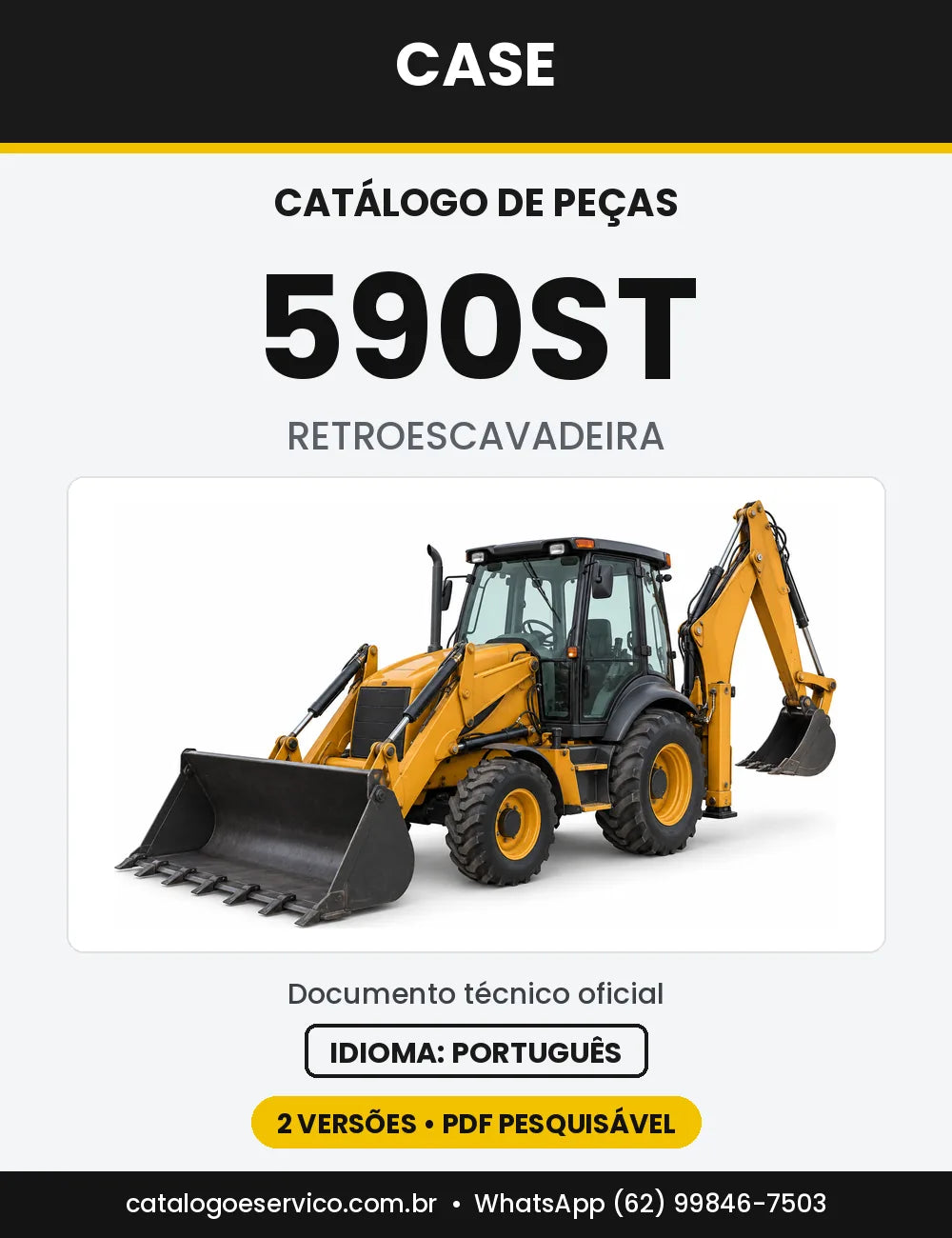 Catálogo de Peças Case 590ST (Tier III e Tier 3 América do Norte) — capa do catálogo em PDF