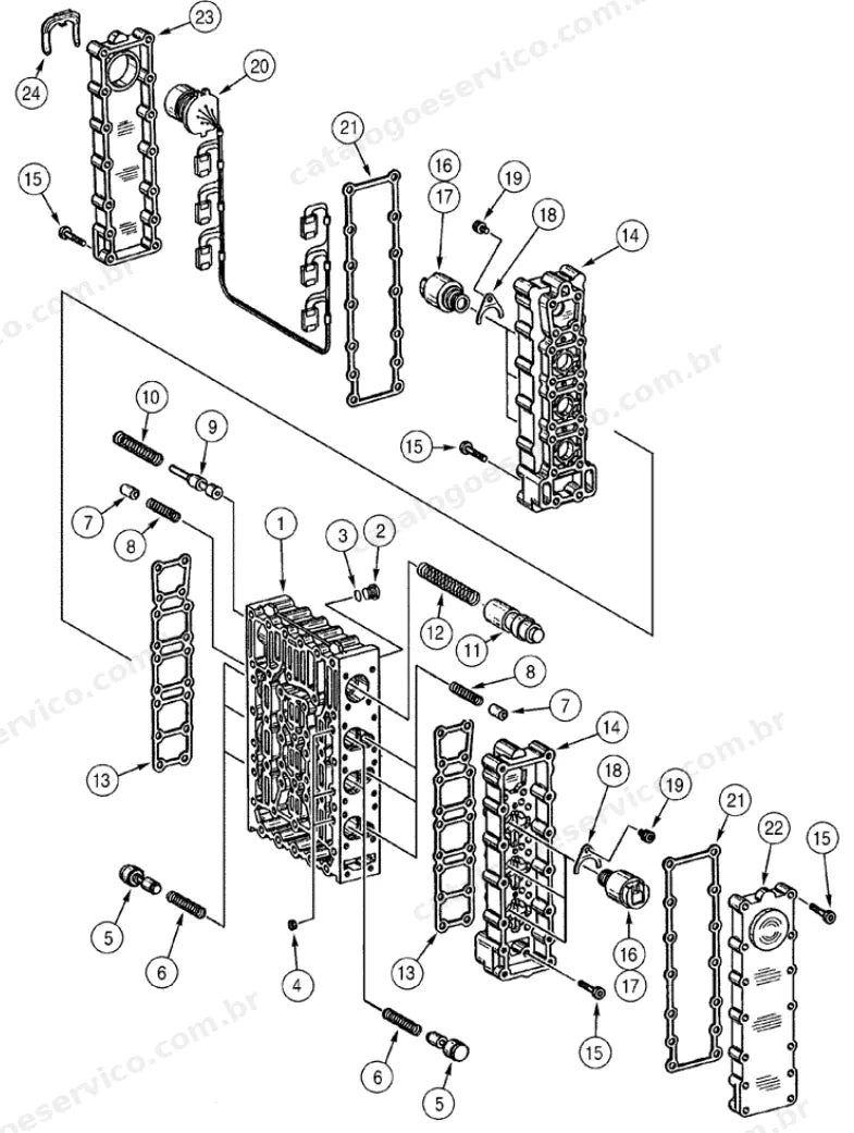 Catálogo de Peças Case 621C — vista explodida de peças, imagem 3