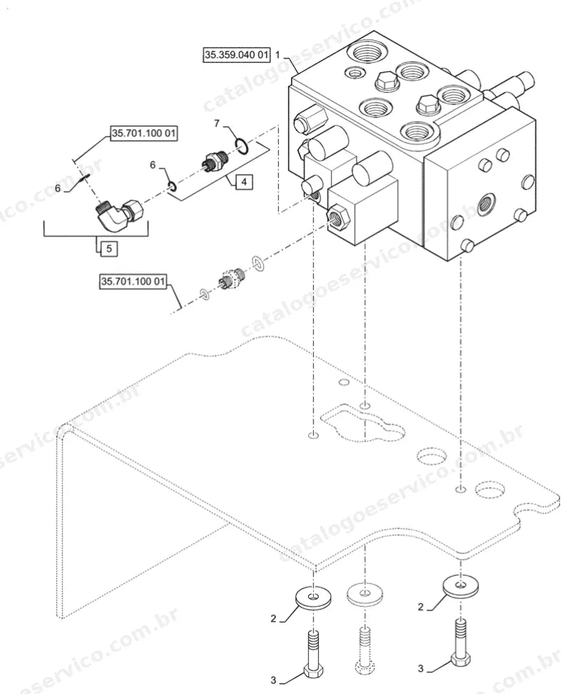 Catálogo de Peças Case 621G — vista explodida de peças, imagem 3