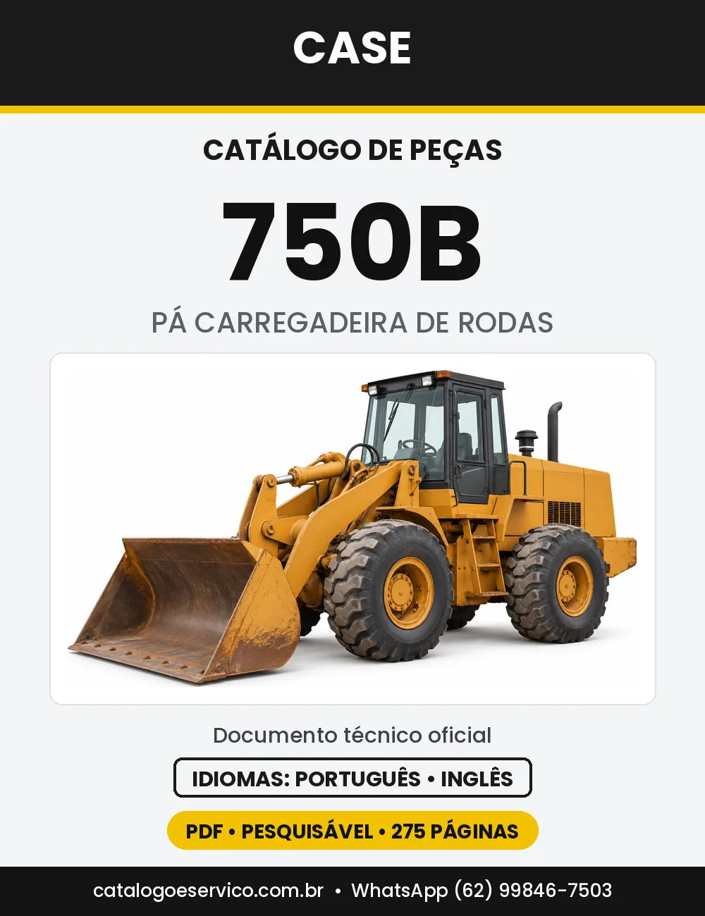 Catálogo de Peças Case 750B — capa do catálogo em PDF