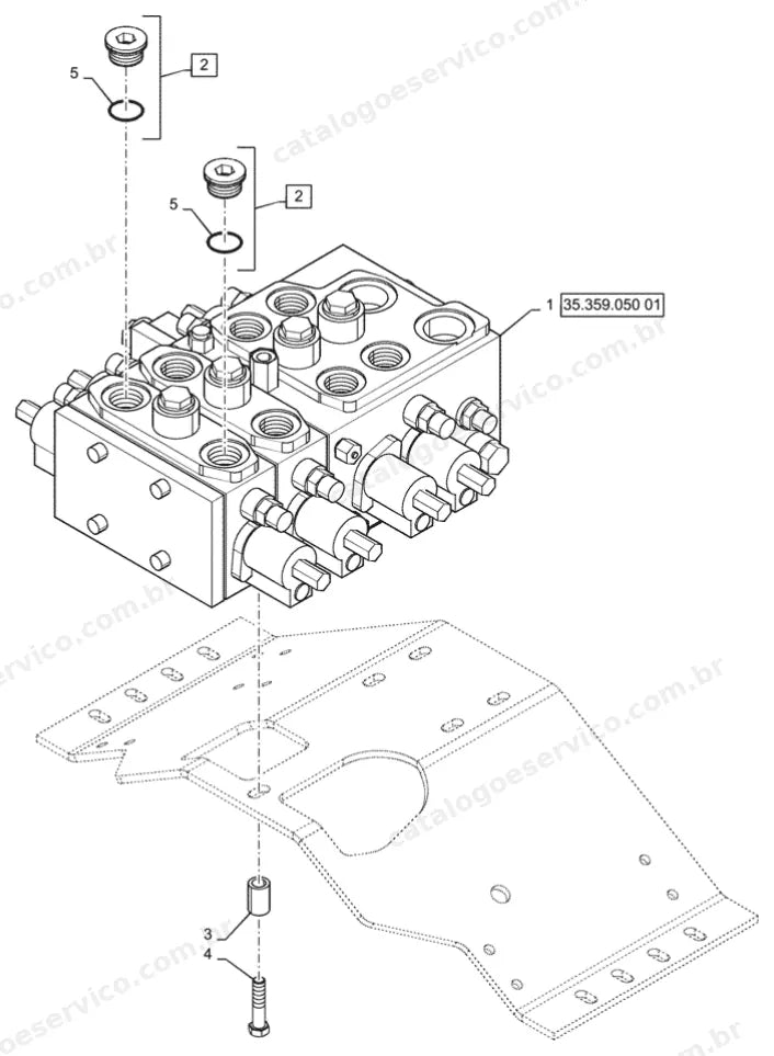 Catálogo de Peças Case 821G — vista explodida de peças, imagem 3
