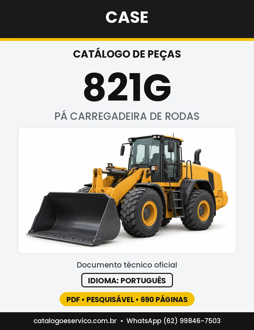 Catálogo de Peças Case 821G — capa do catálogo em PDF