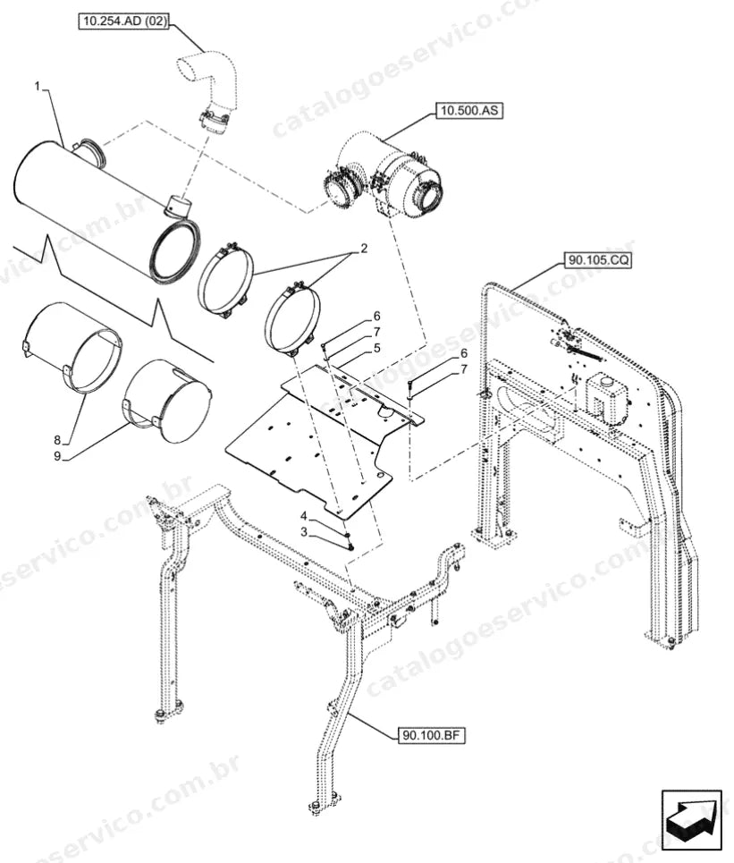 Catálogo de Peças Case 836C (4WD, AWD) — vista explodida de peças, imagem 1