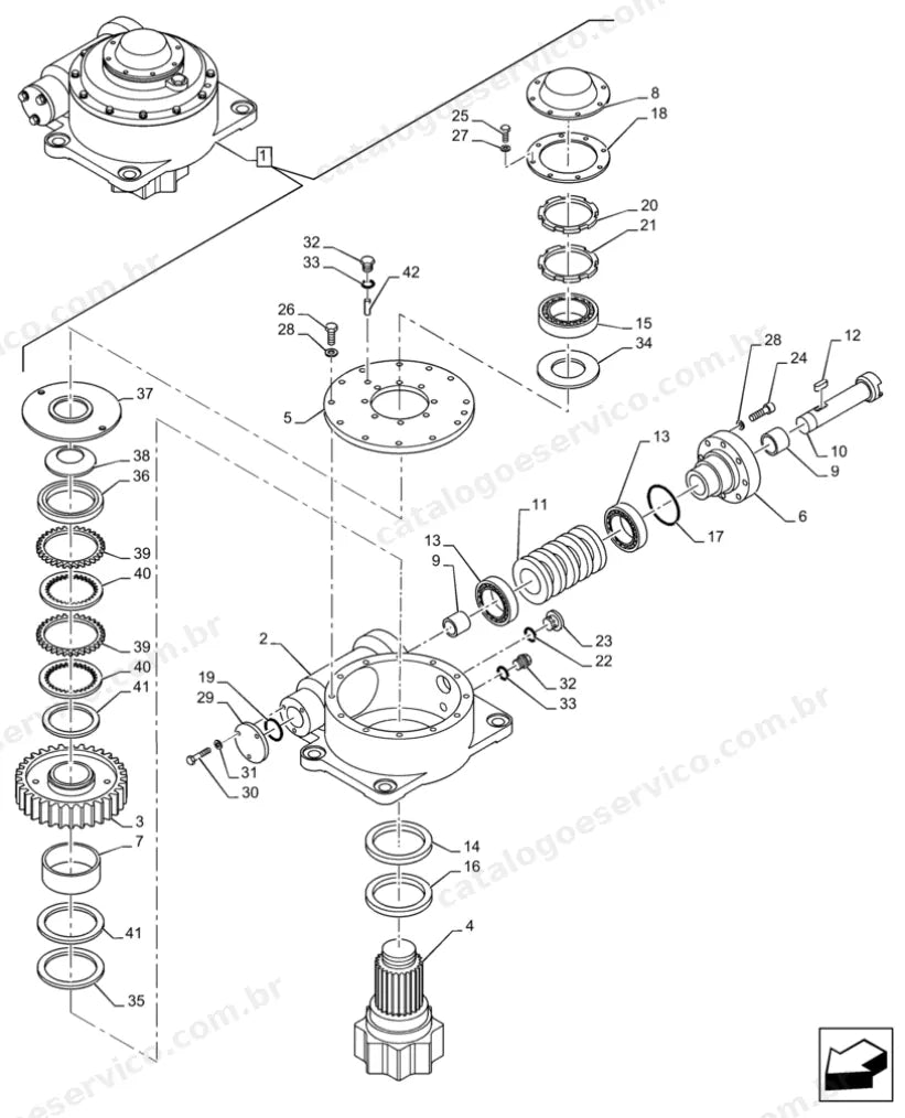 Catálogo de Peças Case 856C (4WD, AWD) — vista explodida de peças, imagem 3