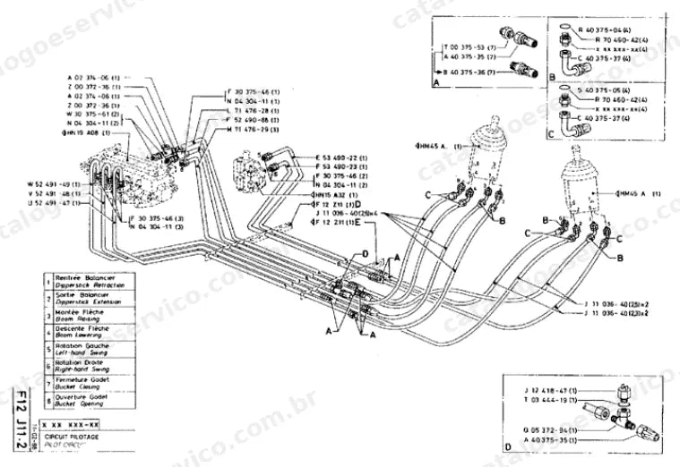 Catálogo de Peças Poclain 90B — vista explodida de peças, imagem 4