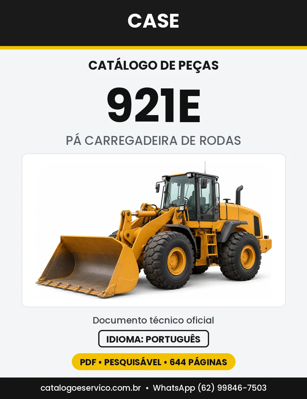 Catálogo de Peças Case 921E — capa do catálogo em PDF