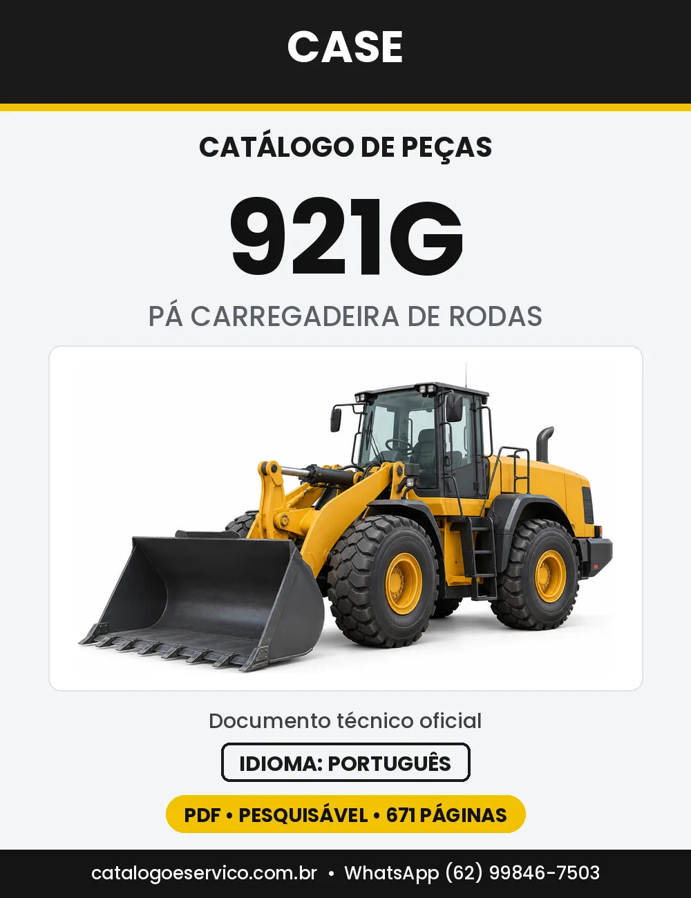Catálogo de Peças Case 921G — capa do catálogo em PDF