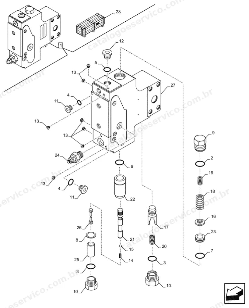 Catálogo de Peças Case CX130D (padrão e LC) — vista explodida de peças, imagem 3