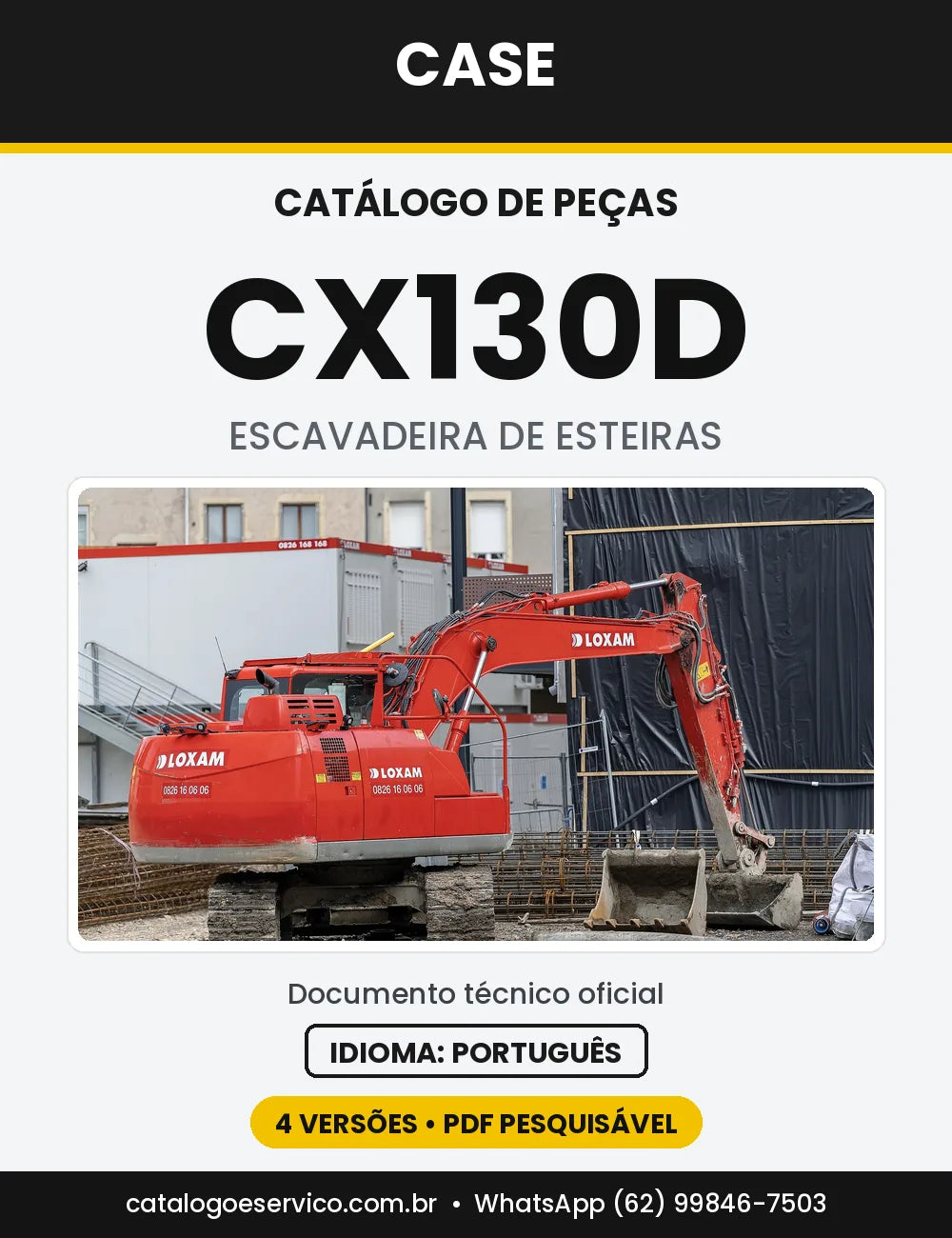 Catálogo de Peças Case CX130D (padrão e LC) — capa do catálogo em PDF