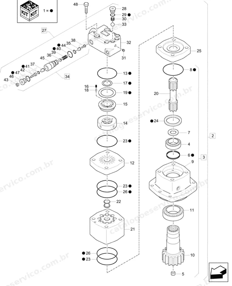 Catálogo de Peças Case CX17C — vista explodida de peças, imagem 3