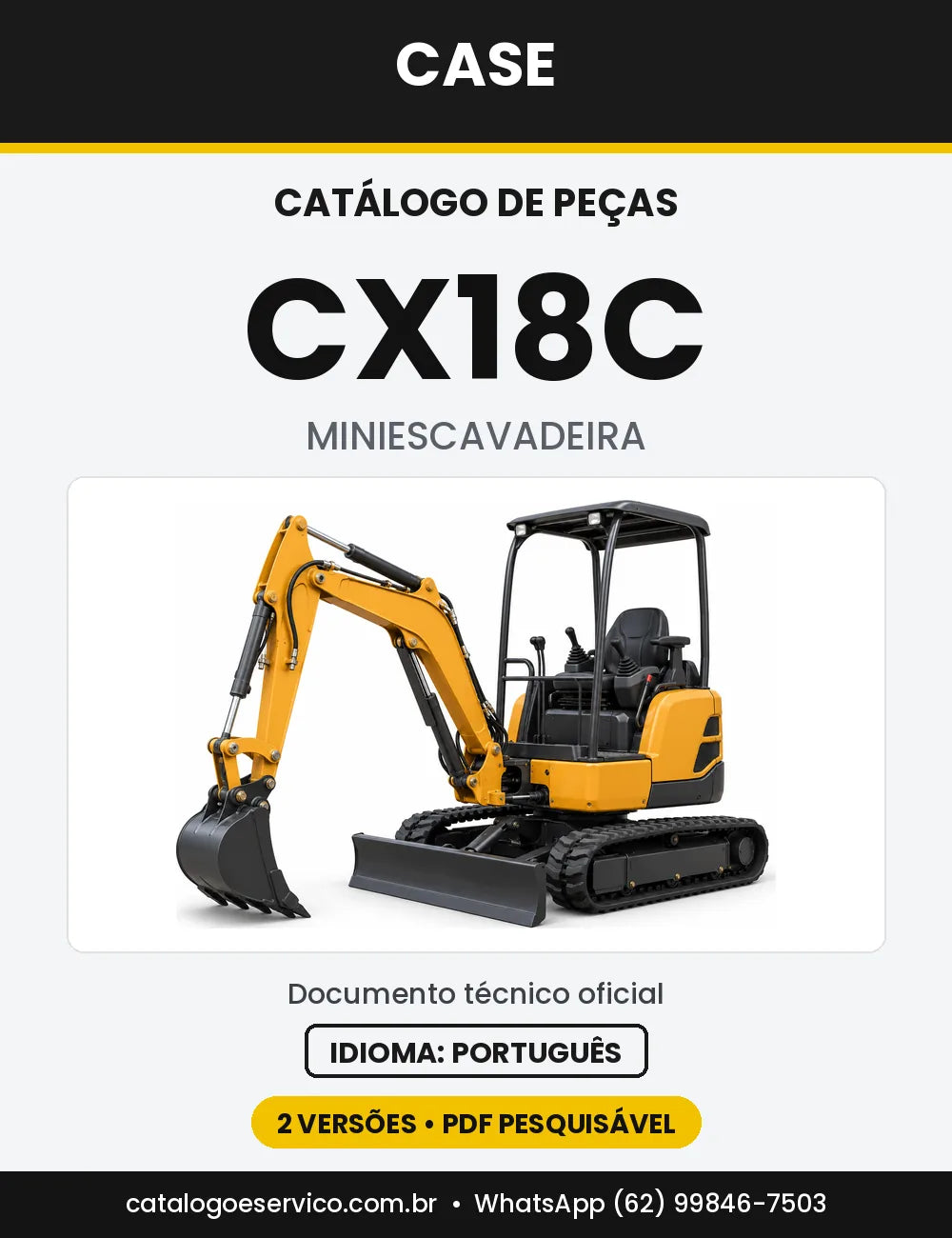 Catálogo de Peças Case CX18C (Cabine e Capota) — capa do catálogo em PDF