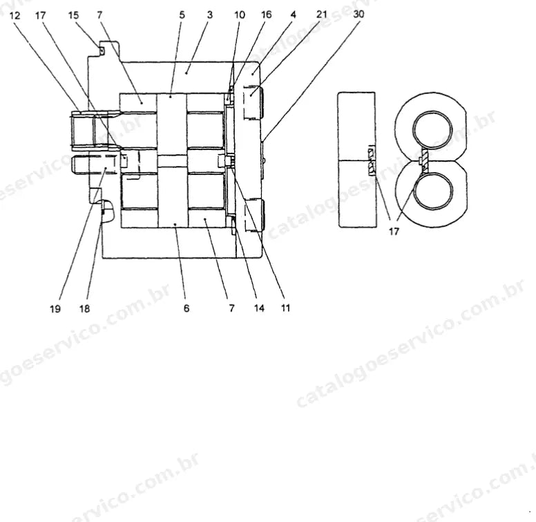 Catálogo de Peças Case CX20B — vista explodida de peças, imagem 4