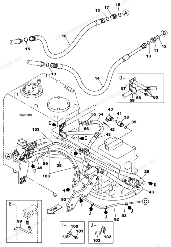 Catálogo de Peças Case CX210C LC — vista explodida de peças, imagem 2