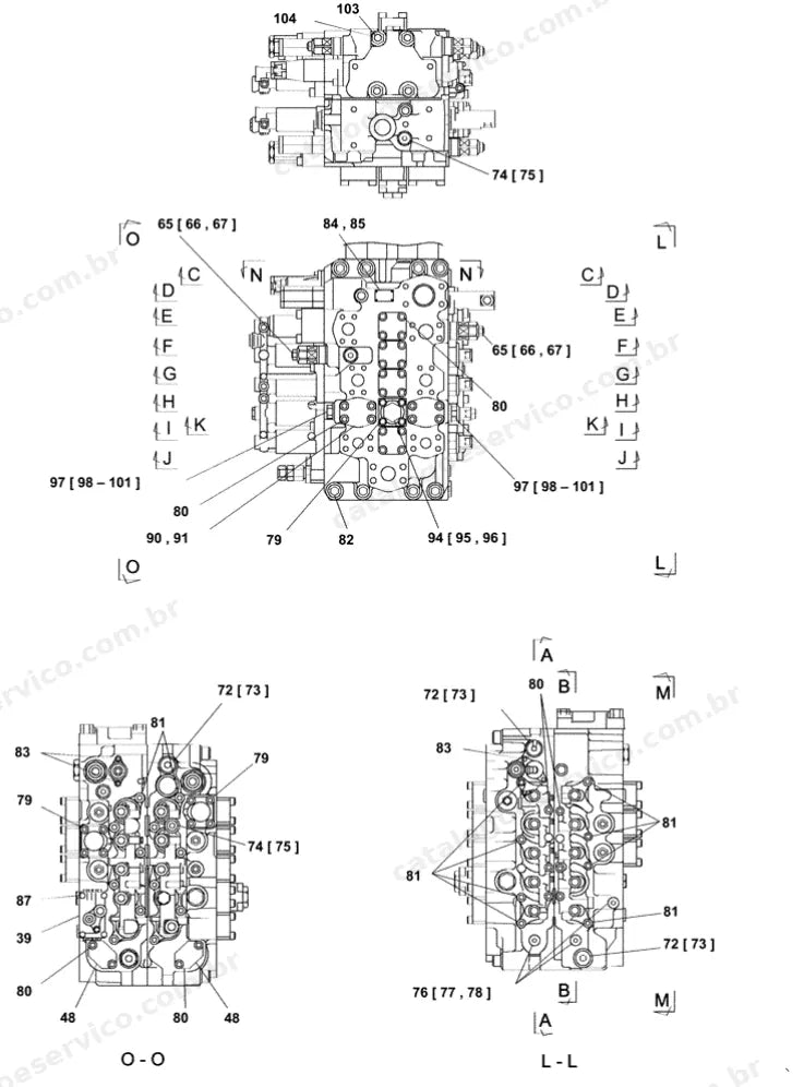 Catálogo de Peças Case CX210C LC — vista explodida de peças, imagem 3