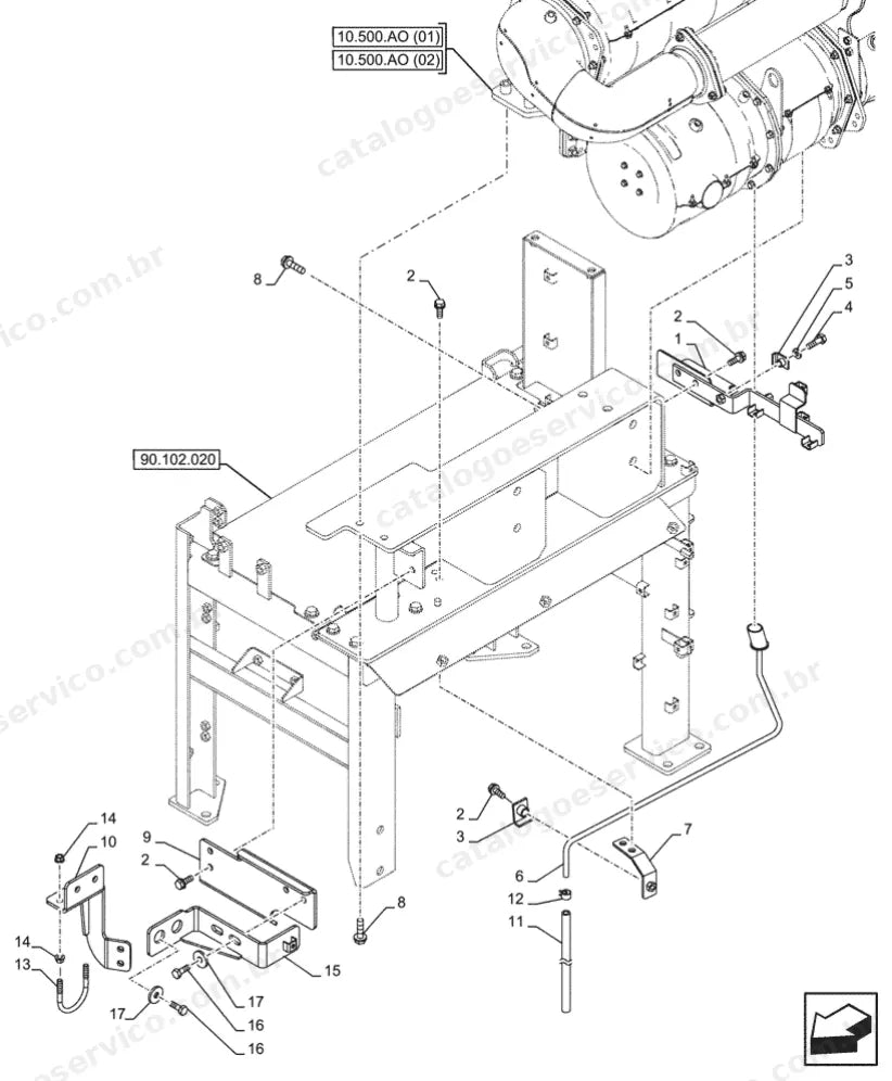 Catálogo de Peças Case CX240D NLC — vista explodida de peças, imagem 1