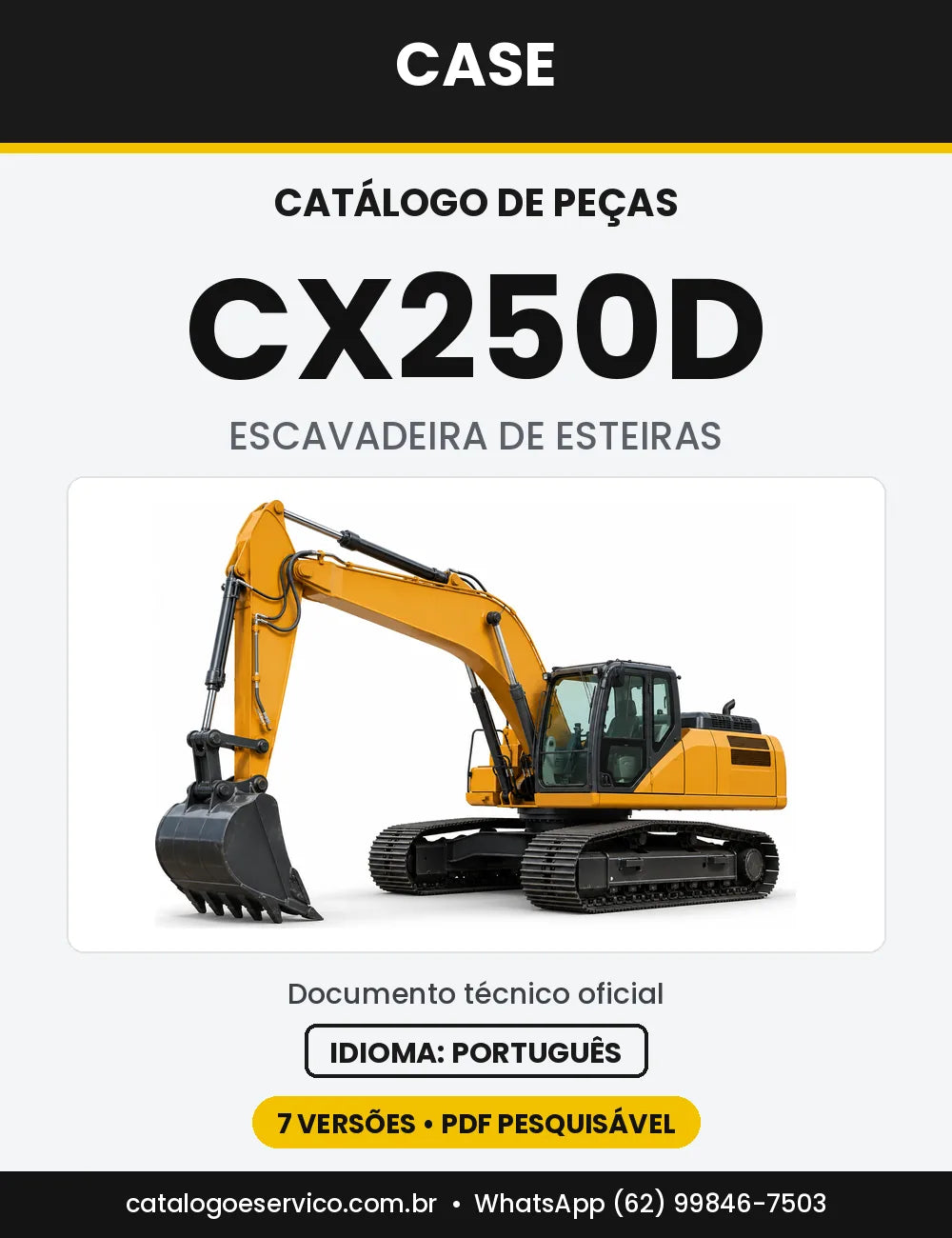 Catálogo de Peças Case CX250D (LC, LC LR, NLC) — capa do catálogo em PDF