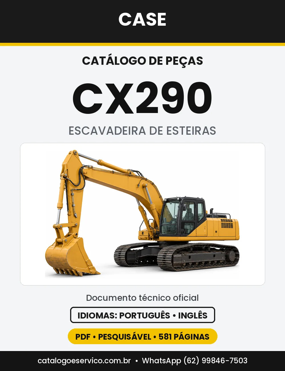 Catálogo de Peças Case CX290 — capa do catálogo em PDF
