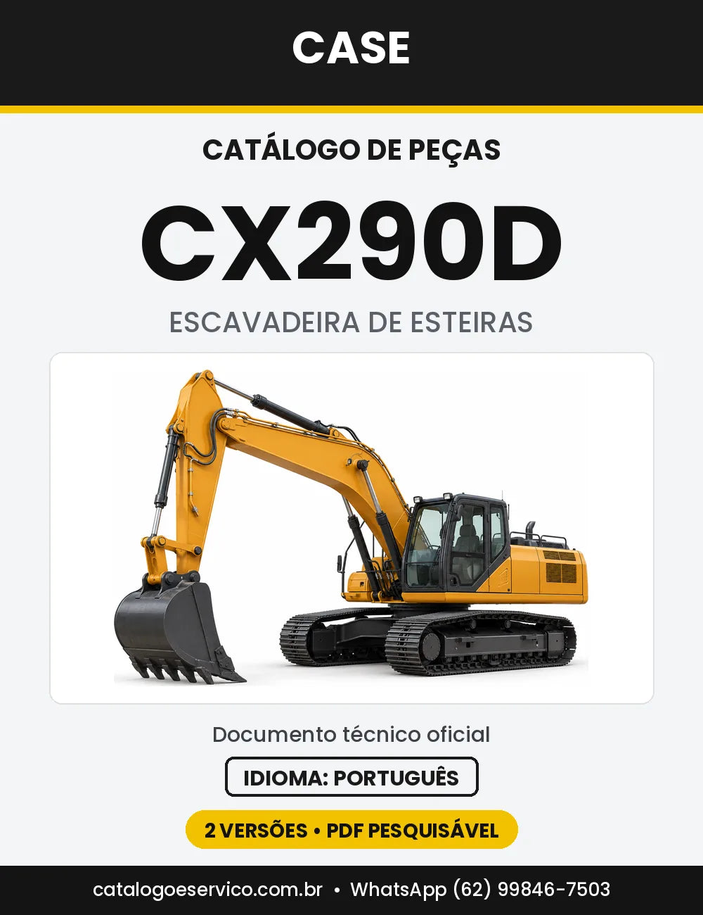 Catálogo de Peças Case CX290D (LC MH e LC SL) — capa do catálogo em PDF