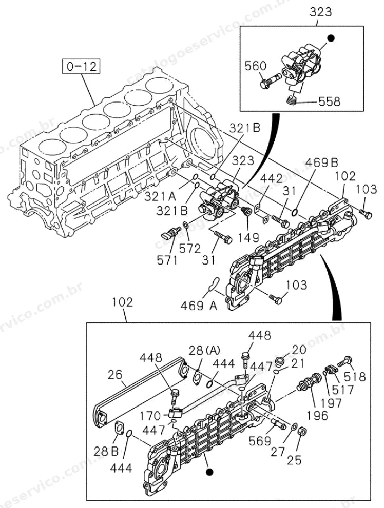 Catálogo de Peças Case CX350 — vista explodida de peças, imagem 1