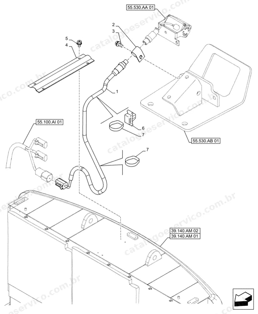 Catálogo de Peças Case CX490D (LC, RTC) — vista explodida de peças, imagem 4