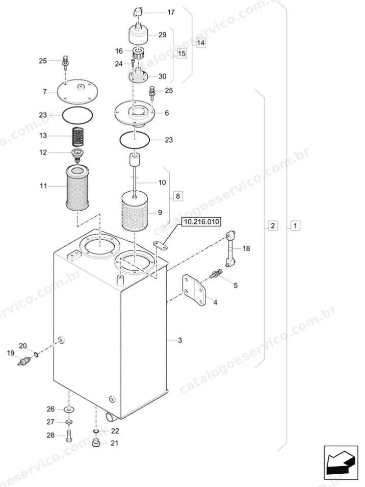 Catálogo de Peças Case CX60C — vista explodida de peças, imagem 2