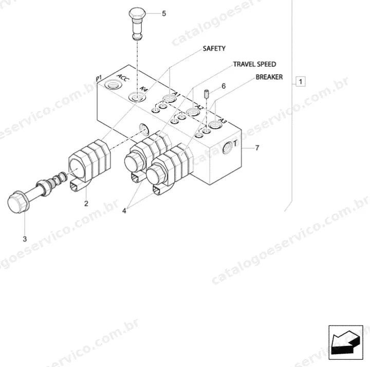 Catálogo de Peças Case CX60C — vista explodida de peças, imagem 3