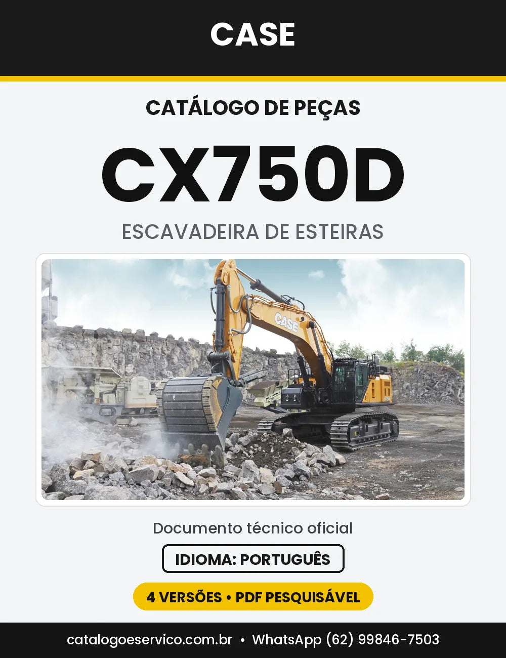 Catálogo de Peças Case CX750D (RTC e RTC ME) — capa do catálogo em PDF