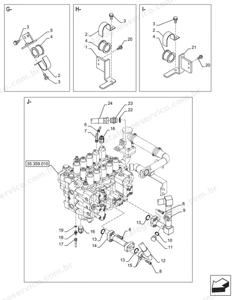 Catálogo de Peças Case CX750D (RTC e RTC ME) — vista explodida de peças, imagem 3
