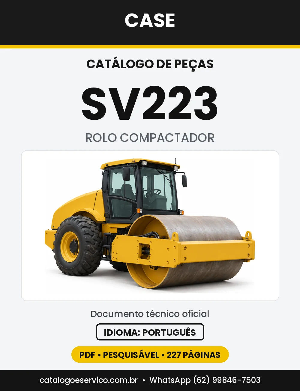 Catálogo de Peças Case SV223 — capa do catálogo em PDF