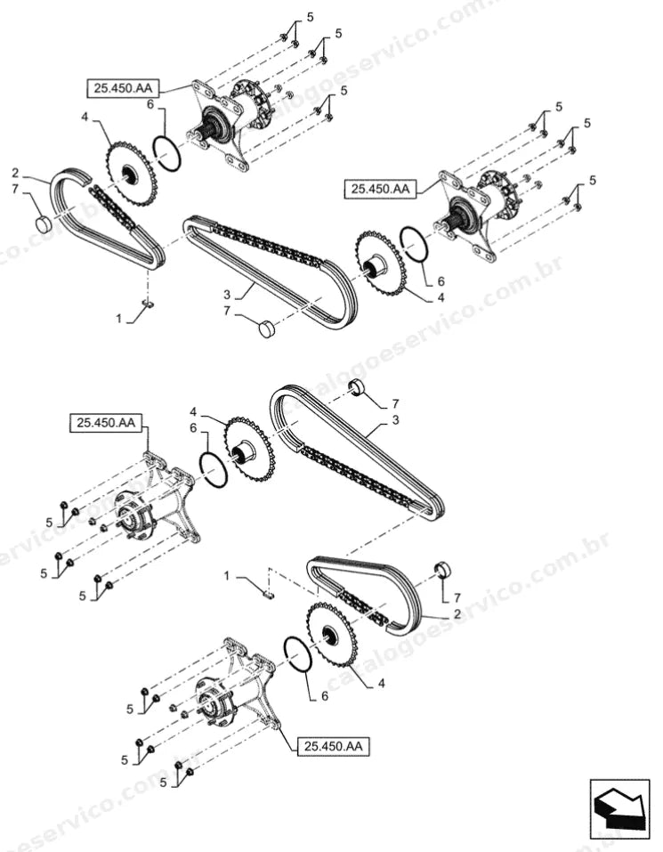 Catálogo de Peças Case SV280 — vista explodida de peças, imagem 1