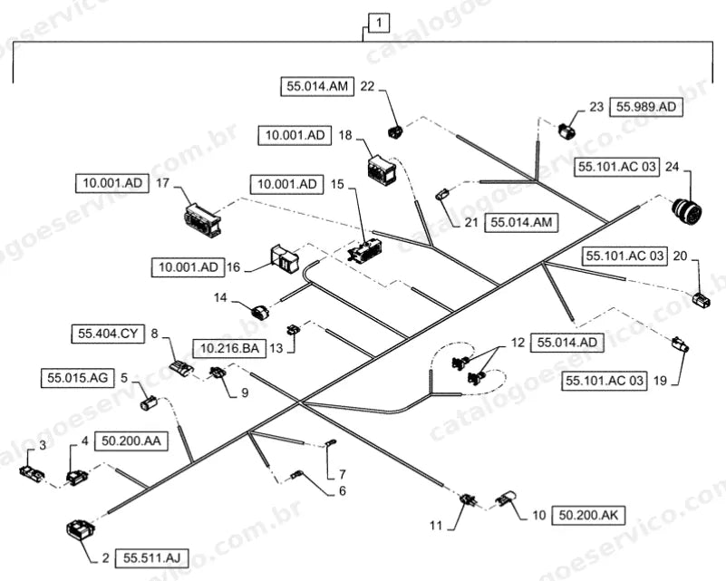 Catálogo de Peças Case SV280 — vista explodida de peças, imagem 3