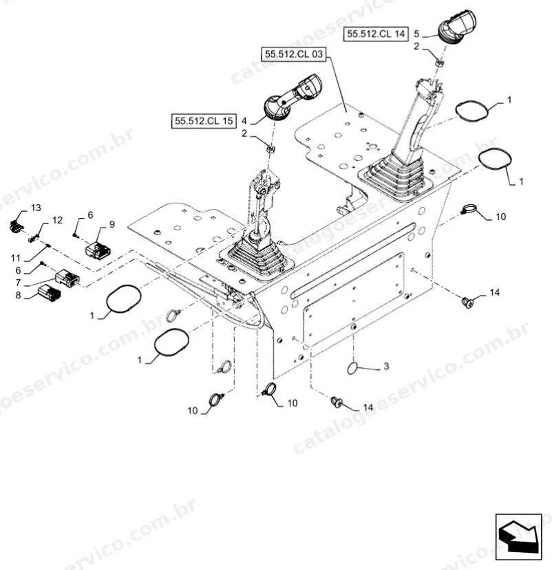 Catálogo de Peças Case SV280 — vista explodida de peças, imagem 4