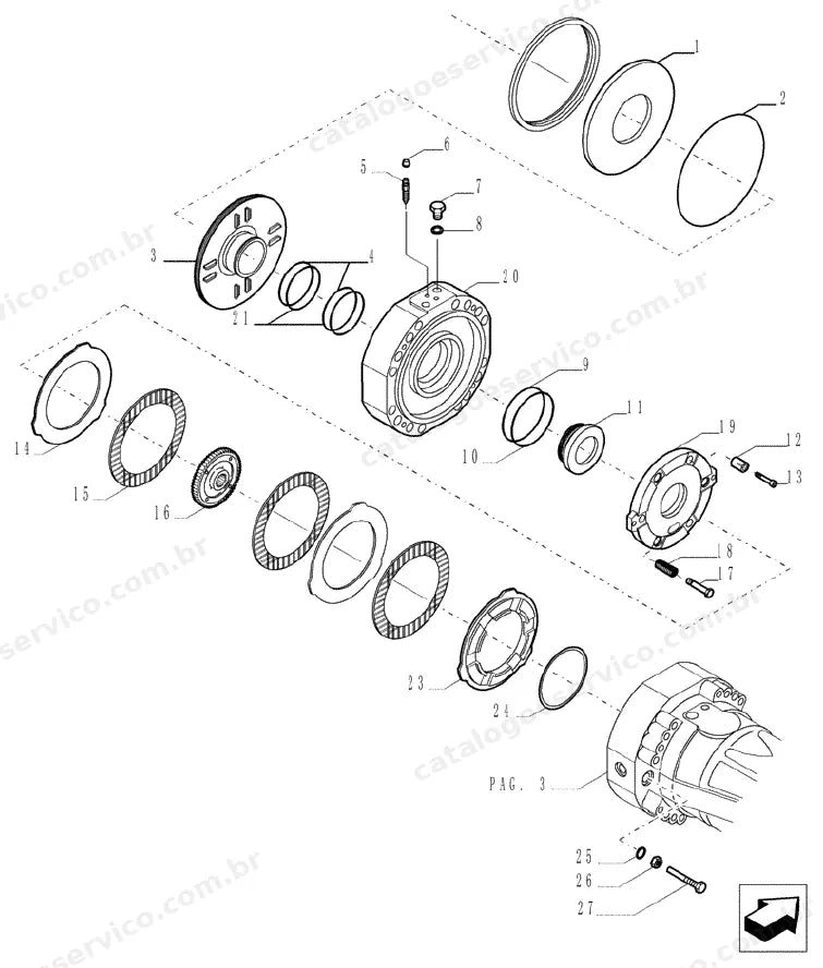 Catálogo de Peças Case TX1055 — vista explodida de peças, imagem 3