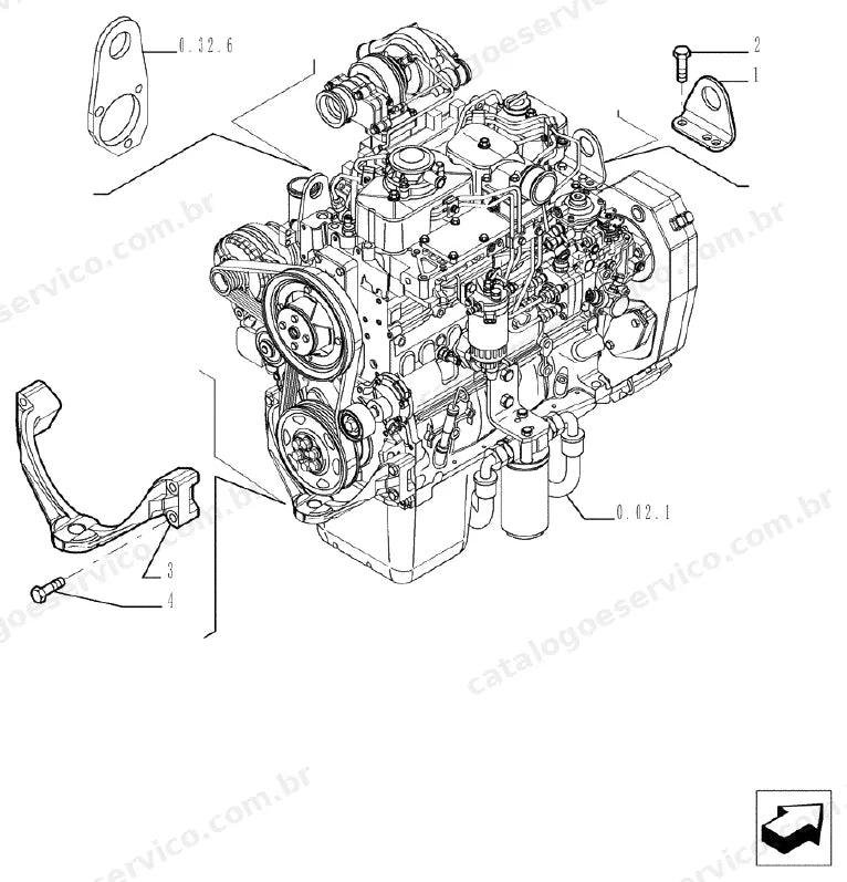 Catálogo de Peças Case TX140-43 (Turbo e Tier 3) — vista explodida de peças, imagem 1