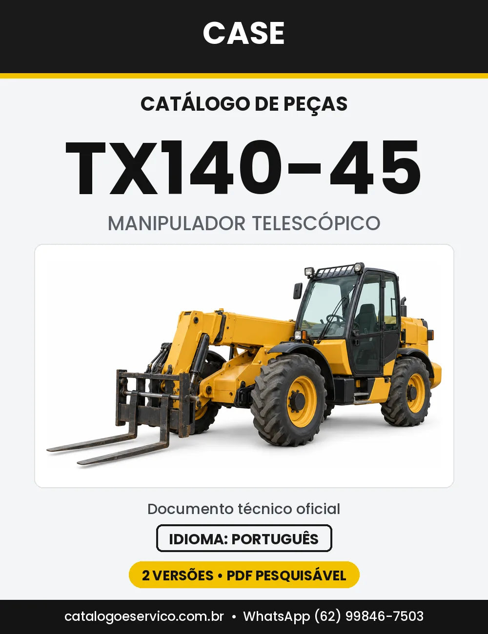 Catálogo de Peças Case TX140-45 (Turbo, Tier 3) — capa do catálogo em PDF