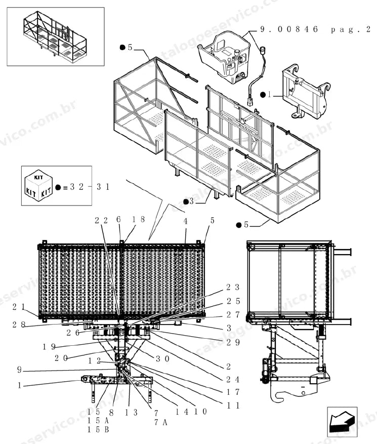Catálogo de Peças Case TX140 — vista explodida de peças, imagem 3