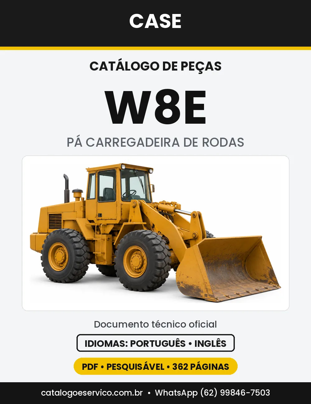 Catálogo de Peças Case W8E — capa do catálogo em PDF