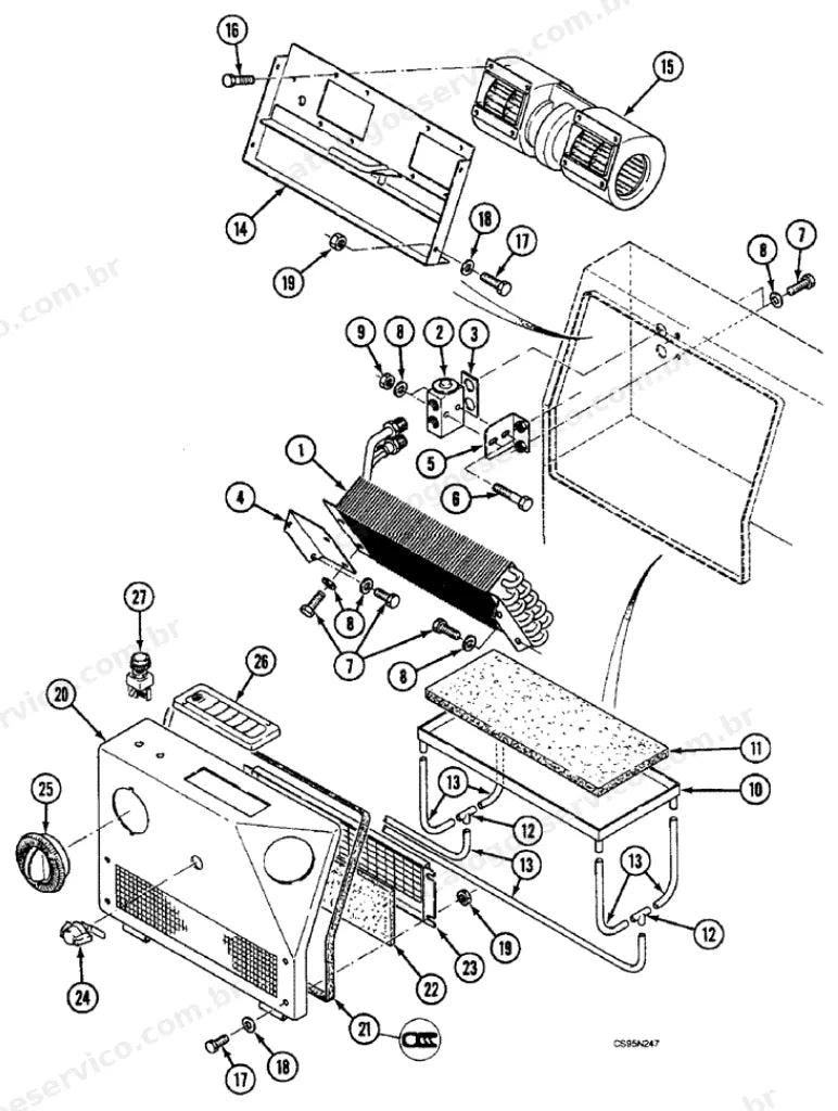 Catálogo de Peças Case WX150 — vista explodida de peças, imagem 1