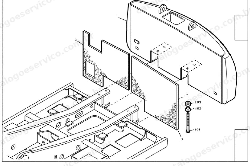 Catálogo de Peças Case WX210 (Padrão, Industry, IND Tier 3 e Tier 3) — vista explodida de peças, imagem 1