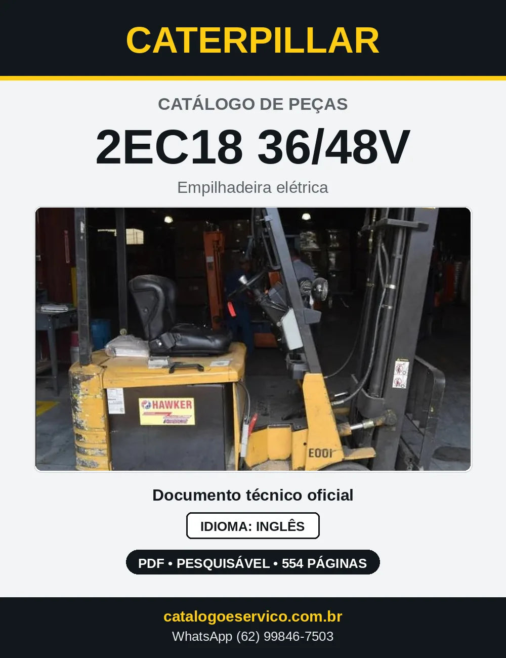 Capa do Catálogo de Peças Caterpillar 2EC18 36/48V em PDF