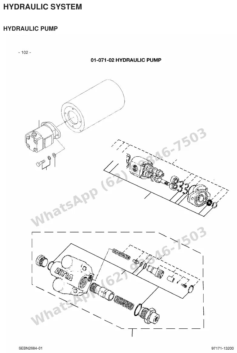 Vista explodida de peças do Catálogo Caterpillar 2EC25 36/48V – exemplo 3